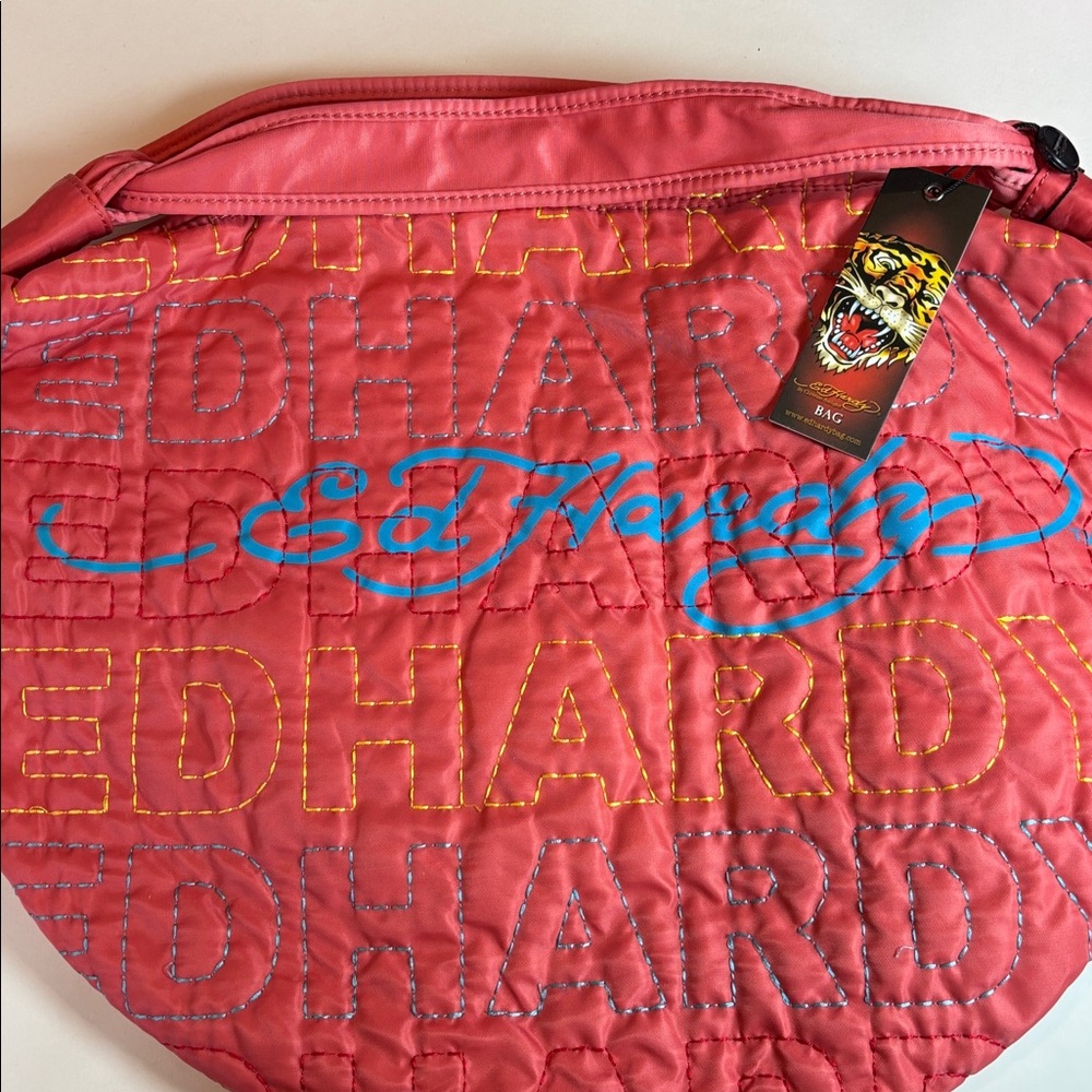 NEW! Vintage Ed Hardy Josephine Coral Koi Fish Quilted Bag NWT - Picture 8 of 10